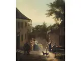 Einkehr in ein Gasthaus mit Schöner Aussicht by Hans Brunner, oil on canvas, sold Jun 2025