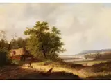 Sommerliche Landschaft am Fluss mit Gehöft by Jan Evert Morel d.J., oil on panel, offered Jun 2026