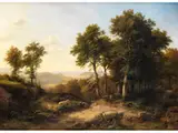 Pilzsammlerinnen by Carl Hummel, oil on canvas, sold Dec 2024