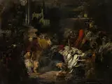 Marc Aurel an der Leiche Cäsars by Karl von Piloty, oil on canvas, offered Jul 2015
