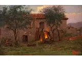 Der Bauernhof by Friedrich Miess, oil on panel, sold Jul 2015