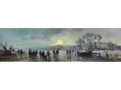 Eisvergnügen by Adolf Stademann, oil on panel, offered Mar 2025