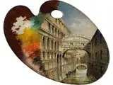 Malerpalette mit Ansicht der Seufzerbrücke in Venedig by Marco Grubacs, oil, sold Mar 2025