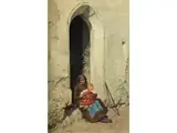 Ältere Bäuerin mit Kind by Jacob Jehly, oil on panel, sold Mar 2026