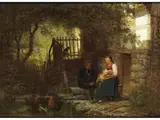 Vor dem Hause by Carl Schlesinger, oil on canvas, offered Jun 2024