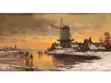 Holländische Winterlandschaft mit Mühle by C. Bertold, oil on canvas, sold Jul 2015