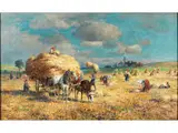 Bauern bei der Heuernte by Karl Stuhlmüller, oil on canvas, offered Jun 2024