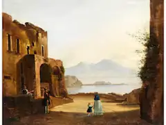 Mutter mit Kind vor Neapolitanischer Küstenlandschaft by Franz Ludwig Catel, oil on canvas, offered Jun 2026