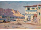Ansicht auf der Isola dei Pescatori im Lago Maggiore by Siegfried Mackowsky, oil on canvas, offered Jul 2015