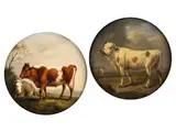 Bildnis Zweier Rinder by Alexander Johann Dallinger von Dalling, oil, sold Dec 2022