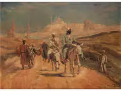 Araber vor der Stadt by Károly Cserna, oil on canvas, sold Mar 2015