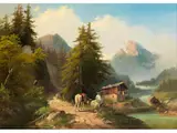 Wanderer mit Pferd in Gebirgslandschaft by Anton Schiffer, 1811 Graz – 1876 Wien, oil on canvas, offered Jun 2019