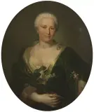 Portrait wohl von Anna Elisabeth Thurn(e)ysen Winkelblech by Johann Rudolf Huber, 1739, oil on canvas, offered Jun 2024