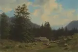Alphütten im Berner Oberland by Jean Philippe George, oil on canvas, sold Jun 2024