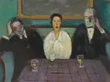 Der Besuch (Bruder Otto, seine Frau Sasha und Vater Niklaus) by Ernst Morgenthaler, 1925, oil on board, sold Jun 2024