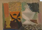 Nature morte luth et soupière - Etude by Fernand Dubuis, 1949, oil on board, offered Jun 2024