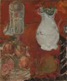 Stillleben mit Vase, Glas, Äpfeln und Birne by Adolf Herbst, oil on canvas, offered Jun 2024