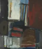 Komposition by Dea Murk, oil on board, sold Jun 2024
