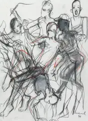 Ausschweifende Party by Mario Comensoli, 1990, mixed media, offered Jun 2024