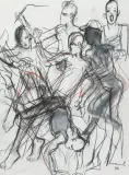 Ausschweifende Party by Mario Comensoli, 1990, mixed media, offered Jun 2024