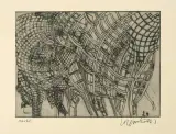 Zellerstier mit zwei Kugeln by Bernhard Luginbühl, 1987, engraving, sold Jun 2024