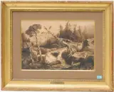Landschaft mit reissendem Bach und Wettertanne by François Diday, pencil, offered Jun 2024