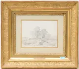 Baumlandschaft mit Kuhhirte by Jacques Dunant, pencil, offered Jun 2024