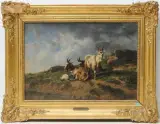 Ziegenherde in einer Landschaft by Charles Humbert, 1853, oil on canvas, sold Jun 2024