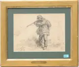 Jäger auf der Pirsch by Henri van Muyden, 1893, pencil, offered Jun 2024