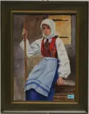 Bäuerin by Emil Beurmann, watercolor, offered Jun 2024