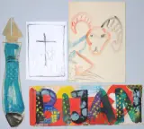 Lot vier Grusskarten by Luciano Castelli, mixed media, offered Jun 2024