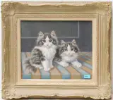 Zwei Kätzchen by Burkhard Flury, pastel, offered Jun 2024