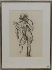 Frauenakt by Thomas Ernst Gubler, charcoal, sold Jun 2024