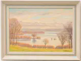 Greifensee und Glarner Alpen by Oscar Nussio, 1963, oil on canvas, sold Jun 2024