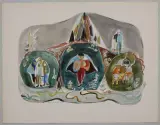 Schlangenbeschwörer II by Lill Tschudi, 1962, gouache, offered Jun 2024