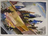 Tannen am Abhang by Lill Tschudi, 1979, gouache, offered Jun 2024