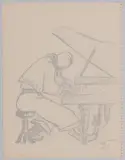 Am Klavier by Lill Tschudi, pencil, offered Jun 2024