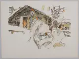 Gespann vor Bünder Haus by Alois Carigiet, 1969, color lithograph, sold Jun 2024