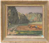 Die Heuernte by Heini Waser, 1975, oil on canvas, offered Jun 2024