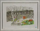Bündner Landschaft by Alois Carigiet, 1972, color lithograph, sold Jun 2024