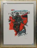 Jäger mit Hund by Rudolf Mirer, 1992, color lithograph, sold Jun 2024