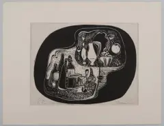 Zerbrechlich by Lill Tschudi, woodcut, offered Jun 2024