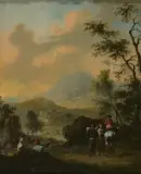 Ein Reisender erfragt den Weg by Holland, 17.Jh., oil on copper, sold Mar 2024