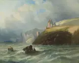A breezy day on the northumberland coast by Clarkson Frederick Stanfield, 1853, oil on canvas, sold Mar 2024