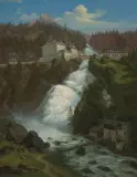 Bad Gastein mit Wasserfall by Emil Ludwig Löhr, oil on canvas, offered Mar 2024