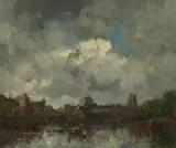 Temps pluvieux (Buren) by Jan Hendrik van Mastenbroek, 1917, oil on canvas, sold Mar 2024