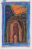 Komposition in Orange- und Blautönen by Andro Wekua, mixed media, offered Mar 2024