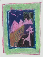 Komposition in Rosa-, Blau- und Grüntönen by Andro Wekua, mixed media, offered Mar 2024