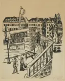 Holzbrücke by Max Beckmann, 1922, drypoint, offered Mar 2024