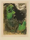 Job en Prière by Marc Chagall, 1960, color lithograph, sold Mar 2024